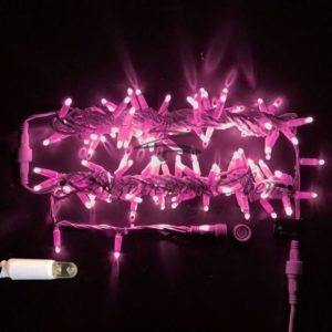 Гирлянда Нить 10 м, 220В, флэш, колпачок, РОЗОВЫЙ, белый провод