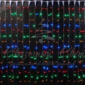 Гирлянда Занавес 2х9 м, флэш, колпачок, МУЛЬТИ, черный провод