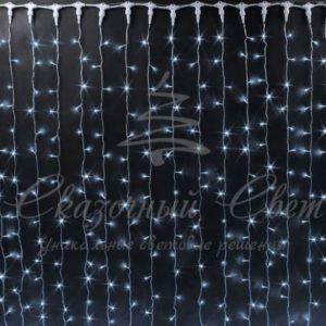 Гирлянда Занавес 2х9 м, флэш, колпачок, БЕЛЫЙ, черный провод