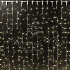 Гирлянда Занавес 2х9 м, флэш, колпачок, ТЕПЛО БЕЛЫЙ, белый провод