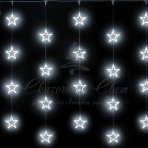 Гирлянда Занавес 2х2 Звезды, БЕЛЫЙ, прозрачный провод