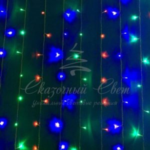 Гирлянда Занавес 2х3 м, МУЛЬТИ с подключаемым КОНТРОЛЛЕРОМ, прозрачный провод