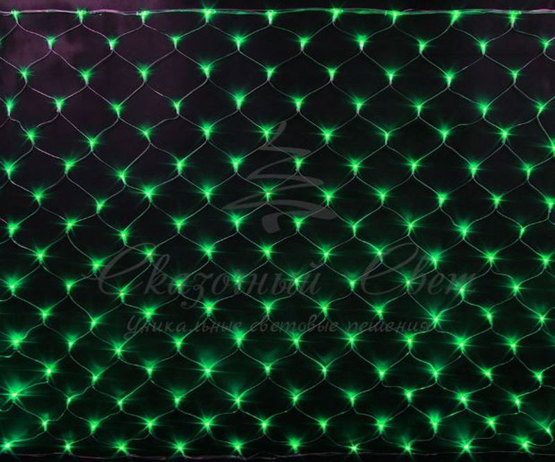 Гирлянда Сетка 2х1.5 , ЗЕЛЕНЫЙ