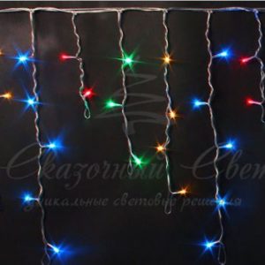 Гирлянда Бахрома 3х0.5 м МУЛЬТИ, прозрачный провод