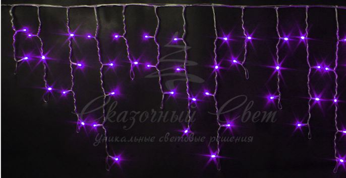 Гирлянда Бахрома 3х0.5 м ФИОЛЕТОВЫЙ, прозрачный провод