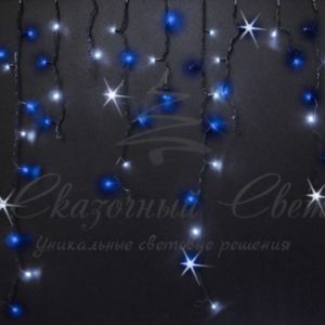 Гирлянда Бахрома 3х0.5 м СИНИЙ+БЕЛЫЙ флэш, прозрачный провод