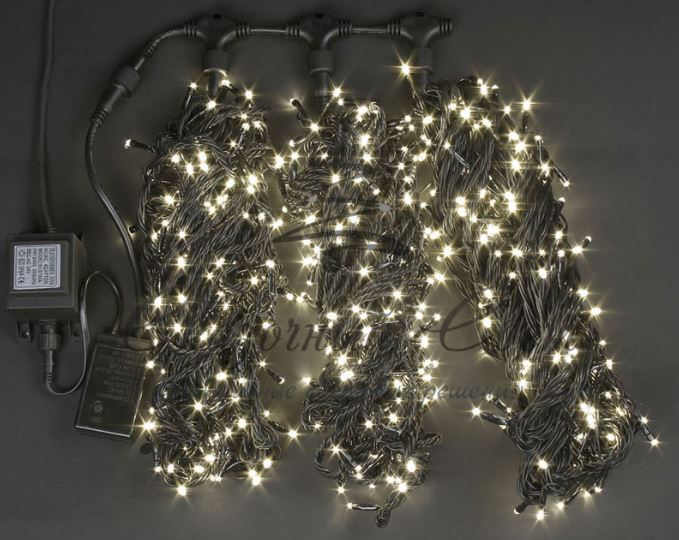 Гирлянда на дерево уличная 3 Нити по 20 м с контр, ТЕПЛО БЕЛЫЙ