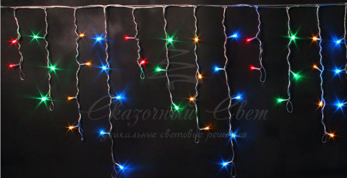 Гирлянда Бахрома 3х0.5 м МУЛЬТИ, черный провод