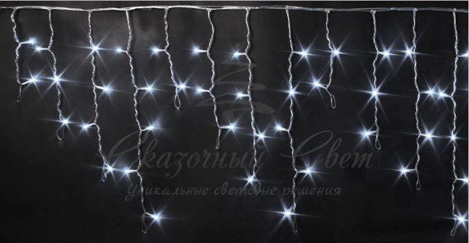 Гирлянда Бахрома 3х0.5 м БЕЛЫЙ флэш, прозрачный провод