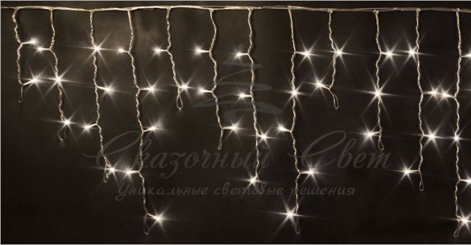 Гирлянда Бахрома 3х0.5 м ТЕПЛО БЕЛЫЙ, флэш, прозрачный провод