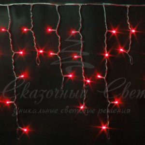 Гирлянда Бахрома 3х0.5 м КРАСНЫЙ флэш, прозрачный провод