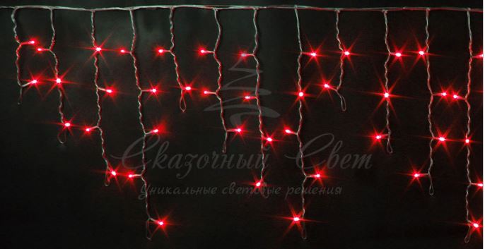 Гирлянда Бахрома 3х0.5 м КРАСНЫЙ флэш, прозрачный провод