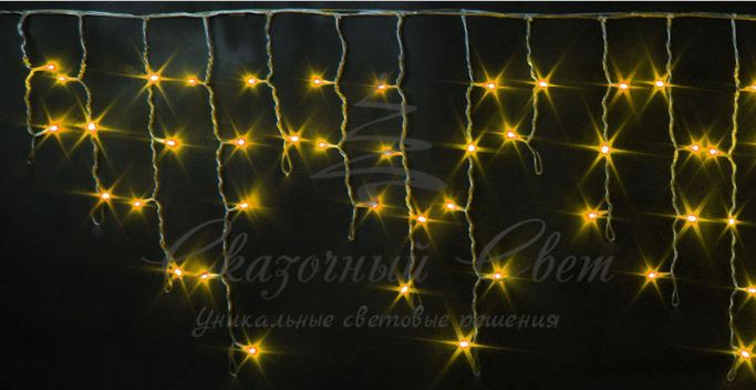Гирлянда Бахрома 3х0.5 м ЖЕЛТЫЙ флэш, прозрачный провод