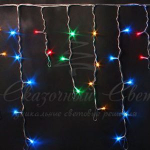 Гирлянда Бахрома 3х0.5 м МУЛЬТИ, флэш, прозрачный провод