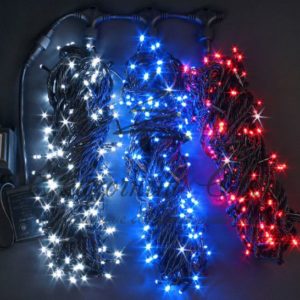 Гирлянда на дерево уличная 3 Нити по 20 м, флэш, ТРИКОЛОР