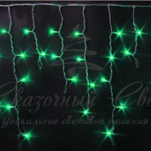 Гирлянда Бахрома 3х0.5 м ЗЕЛЕНЫЙ флэш, прозрачный провод