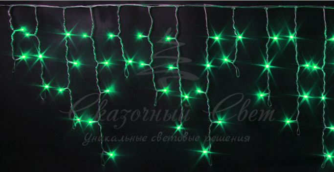 Гирлянда Бахрома 3х0.5 м ЗЕЛЕНЫЙ флэш, прозрачный провод