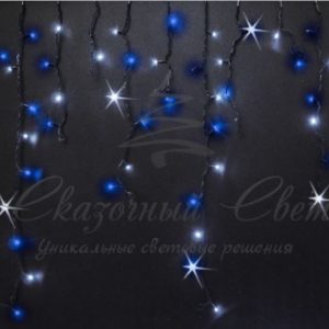 Гирлянда Бахрома 3х0.5 м СИНИЙ+БЕЛЫЙ, прозрачный провод