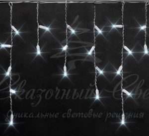 Гирлянда Бахрома 3х0.5 м, флэш, колпачок, БЕЛЫЙ, белый провод