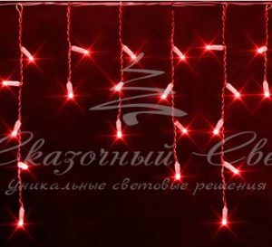 Гирлянда Бахрома 3х0.5 м, флэш, колпачок, КРАСНЫЙ, белый провод