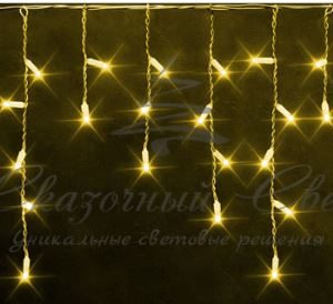 Гирлянда Бахрома 3х0.5 м, флэш, колпачок, ЖЕЛТЫЙ, белый провод