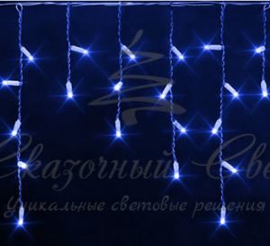 Гирлянда Бахрома 3х0.5 м, флэш, колпачок, СИНИЙ, белый провод