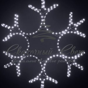 Светодиодная снежинка с дюралайта 80 см, белая
