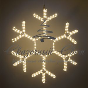 Светодиодная снежинка 50 см, тепло-белая