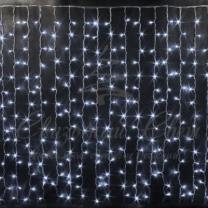 Гирлянда Занавес 2х1.5 м облегченный, флэш, колпачок, БЕЛЫЙ, белый провод