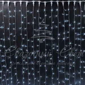 Гирлянда Занавес 2х9 м, колпачок, БЕЛЫЙ, черный провод