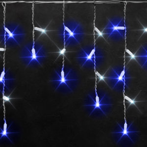 Гирлянда Бахрома 3х0.5 м СИНЕ-БЕЛЫЙ, белая резина