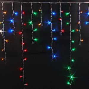 Гирлянда Бахрома 3х0.5 м МУЛЬТИ, белая резина