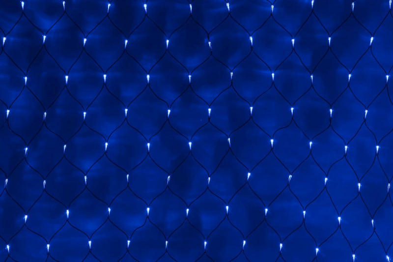 Гирлянда-сеть 2х3м, черный ПВХ провод, с контроллером, синяя