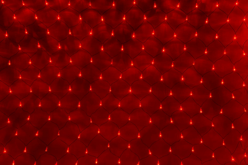 Гирлянда-сеть 2х1,5м, черный ПВХ провод, с контроллером, красный