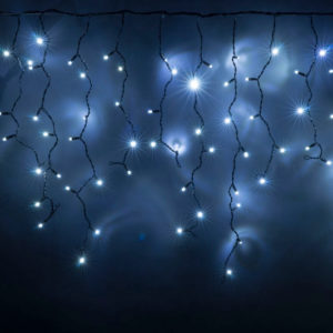 Гирлянда Айсикл 3,2х0,8 м, черный провод ПВХ, свечение белое/мерцание белое