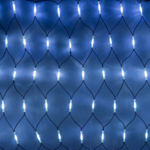 Гирлянда-сеть 2х4м, черный КАУЧУКОВЫЙ провод, свечение с динамикой, белый/синий
