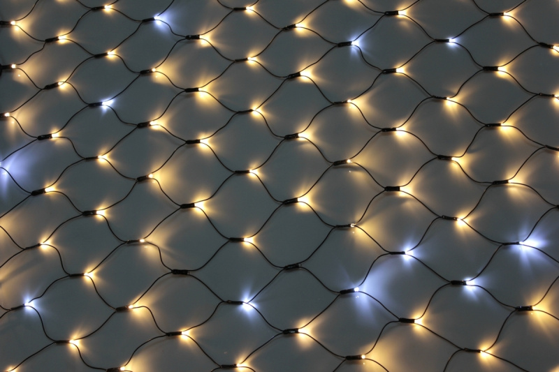 Гирлянда-сеть 2х3м, черный ПВХ провод, с мерцанием, тепло-белая (белый флэш)