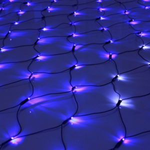 Гирлянда-сеть 2х2м, черный ПВХ провод, с мерцанием, синяя (белый флэш)