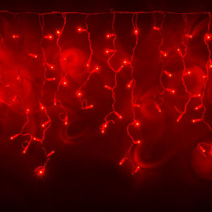 Гирлянда Айсикл 3,2х0,8 м, белый провод ПВХ, свечение красное/мерцание красное