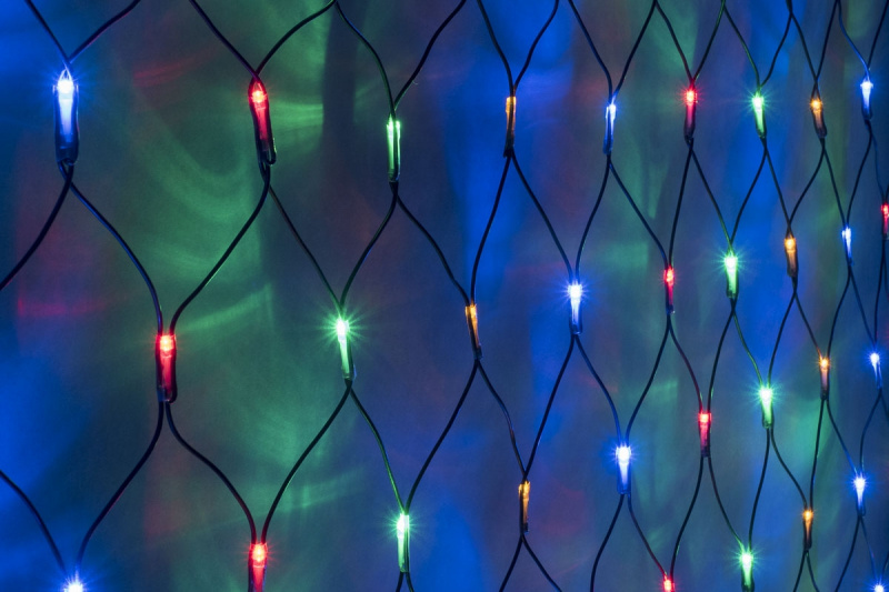 Гирлянда-сеть 2х3м, черный ПВХ провод, с контроллером, мульти