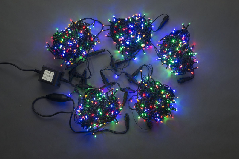 Гирлянда-спайдер 5х20м, 1000LED, черный провод, мульти