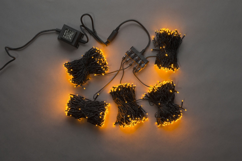 Гирлянда-спайдер 5х20м, 1000LED, черный провод, желтый