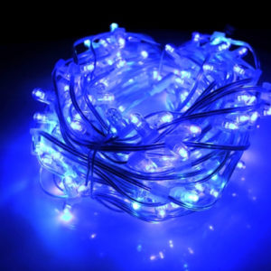 Клип-лайт Flash, длина 100М без трансформатора, синий/белый флэш, прозрачный провод (с насадкой-колпачек)