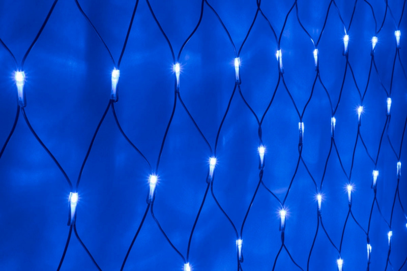 Гирлянда-сеть 2х3м, черный ПВХ провод, с контроллером, синяя