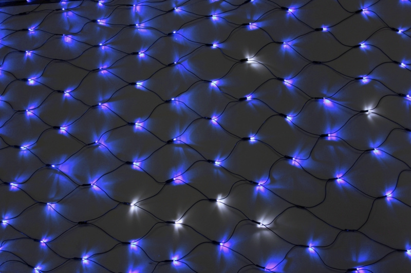 Гирлянда-сеть 2х3м, черный ПВХ провод, с мерцанием, синяя (белый флэш)