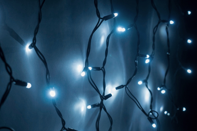 Гирлянда Айсикл 4,8х0,6 м, черный провод КАУЧУК, свечение белое (без силового шнура)