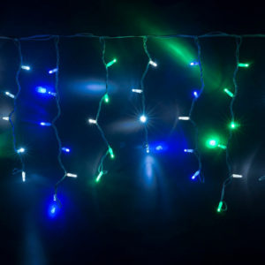 Гирлянда Айсикл 4,8х0,6 м, МЕРЦАЮЩАЯ, белый провод КАУЧУК, свечение мульти/мерцание белое