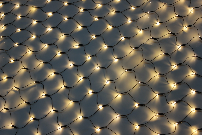 Гирлянда-сеть 2х3м, черный ПВХ провод, постоянное свечение, тепло-белая