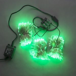 Гирлянда-спайдер Flash 3х20м, 600LED, прозрачный провод, зеленый/зеленый флеш