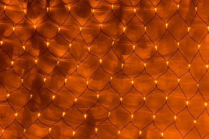 Гирлянда-сеть 2х2м, черный ПВХ провод, постоянное свечение, желтая